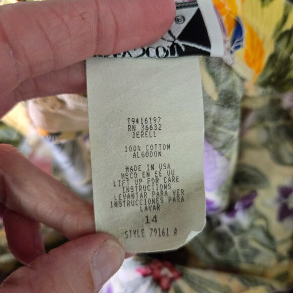 Vintage Tropical Floral Faux Wrap High-Waist Skirt Button & Zip Closure - Picture 12 of 13